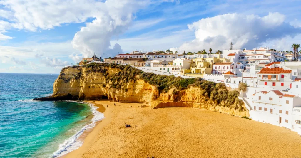 Carvoeiro cliffs and beach in the Algarve, Portugal