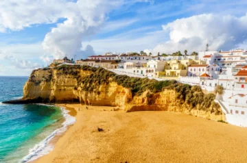 Carvoeiro cliffs and beach in the Algarve, Portugal