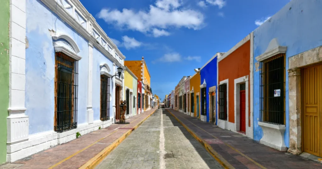 Colourful colonial houses in Campeche, Mexico