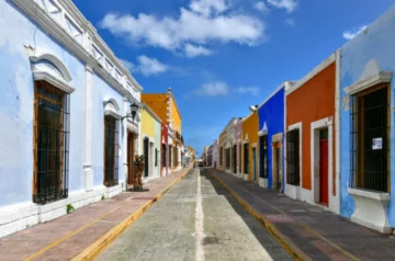 Colourful colonial houses in Campeche, Mexico