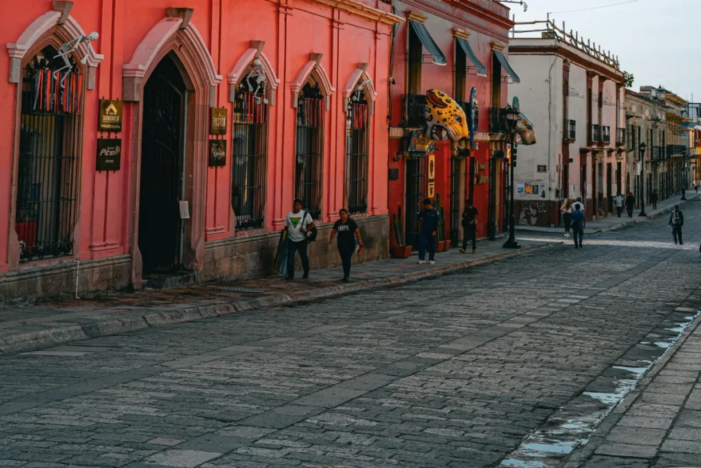 Colonial street at dusk in San Miguel de Allende, Mexico