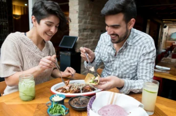 Couple eating at a Mexican restaurant
