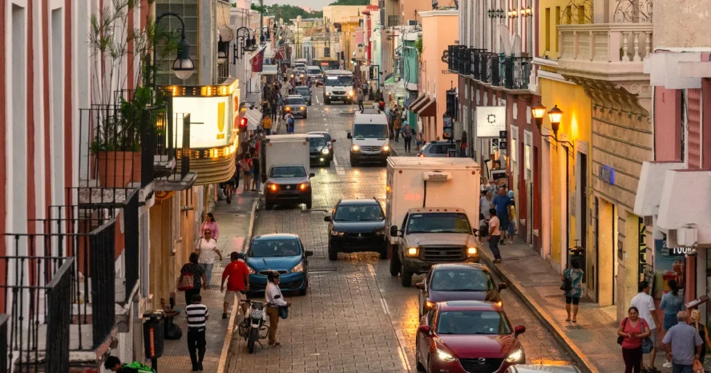 Colourful street scene in Merida, Mexico