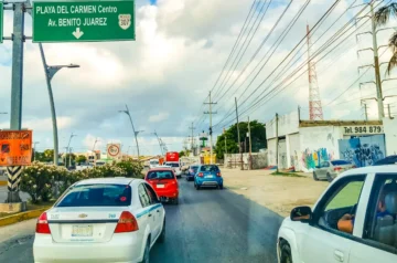 Street and road signs in Playa del Carmen, Mexico