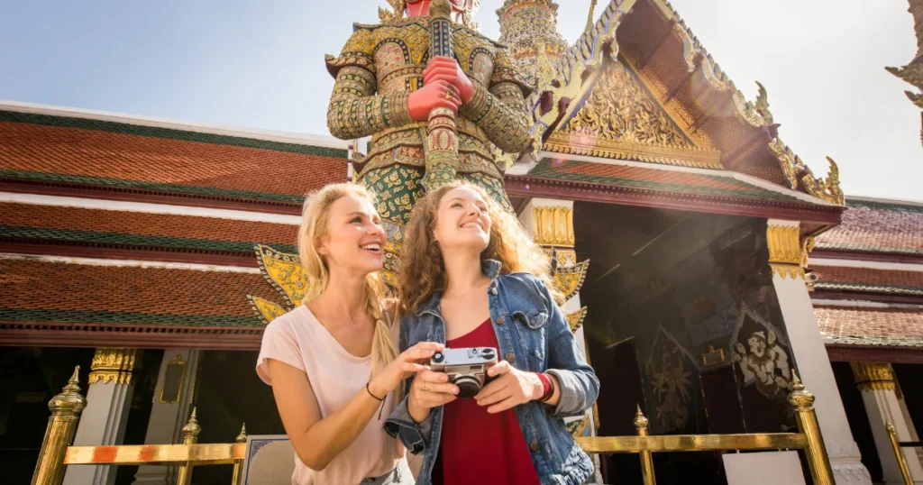 Tourists visiting the Grand Palace temple in Thailand